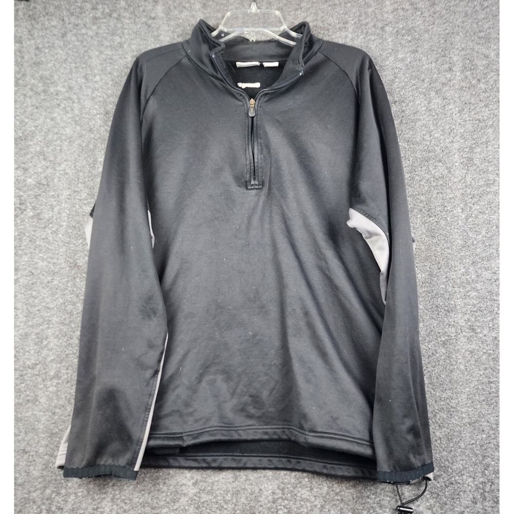 Slazenger Quarter Zip Pullover Mens XL Black Grey Side Zip Performance Fleece